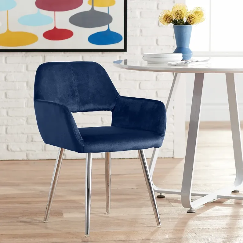 Martin Navy Blue Fabric Modern Dining Chair