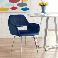 Martin Navy Blue Fabric Modern Dining Chair