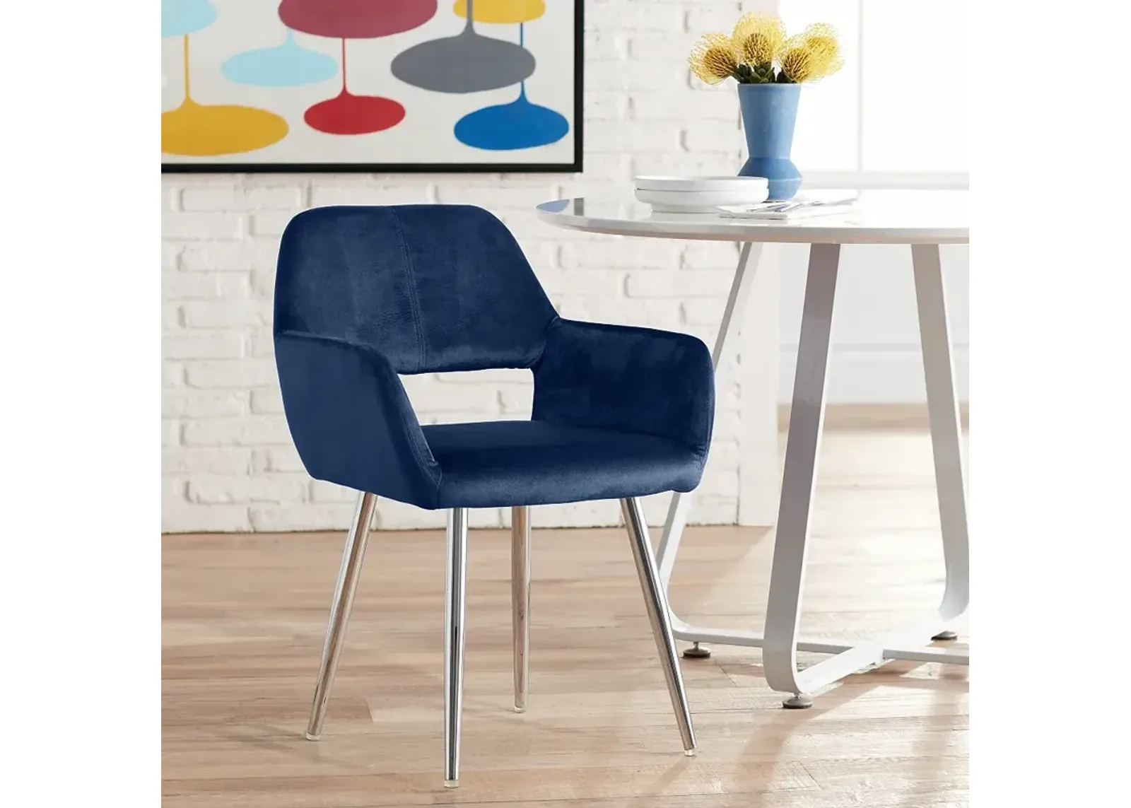 Martin Navy Blue Fabric Modern Dining Chair