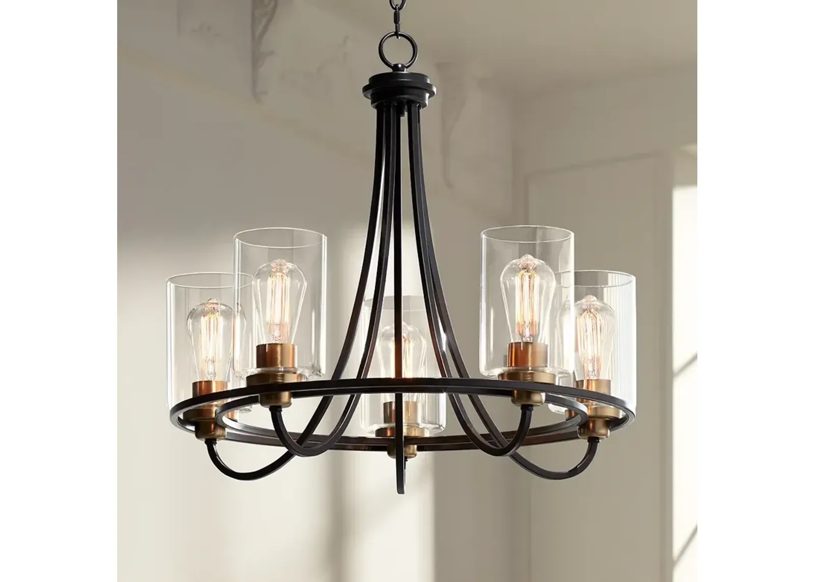 Possini Euro Demy 23" Wide Oil-Rubbed Bronze 5-Light Ring Chandelier