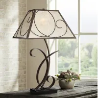 Franklin Iron Works Teri Bronze Scroll Table Lamp with Mica Lamp Shade
