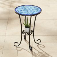 Teal Island Blue Stars 21.5" High Mosaic Tile Outdoor Accent Table