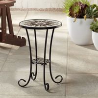 Sunburst Mosaic Black Outdoor Accent Table