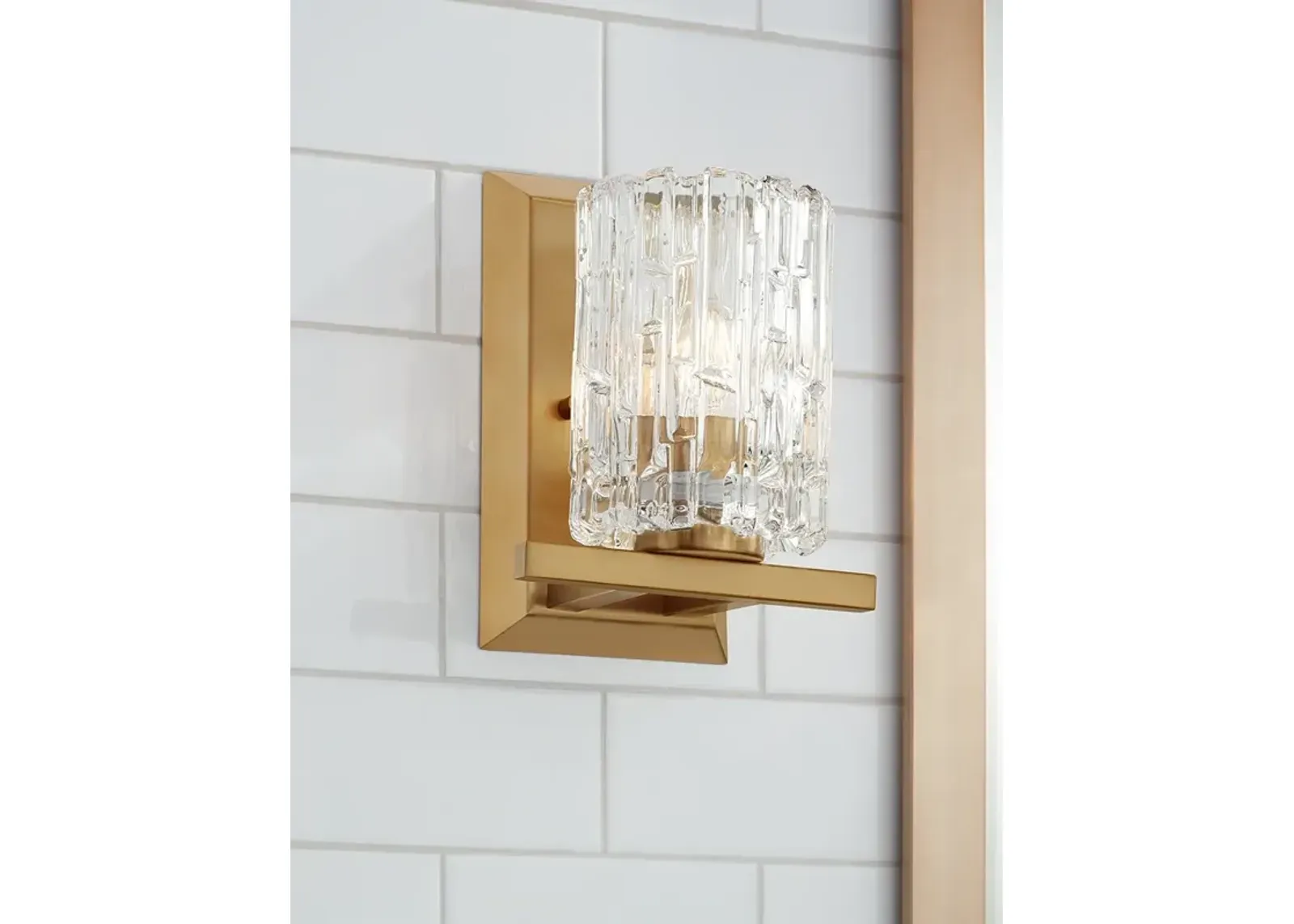 Possini Euro Icelight 8 3/4" High Ice Glass Warm Brass Wall Sconce