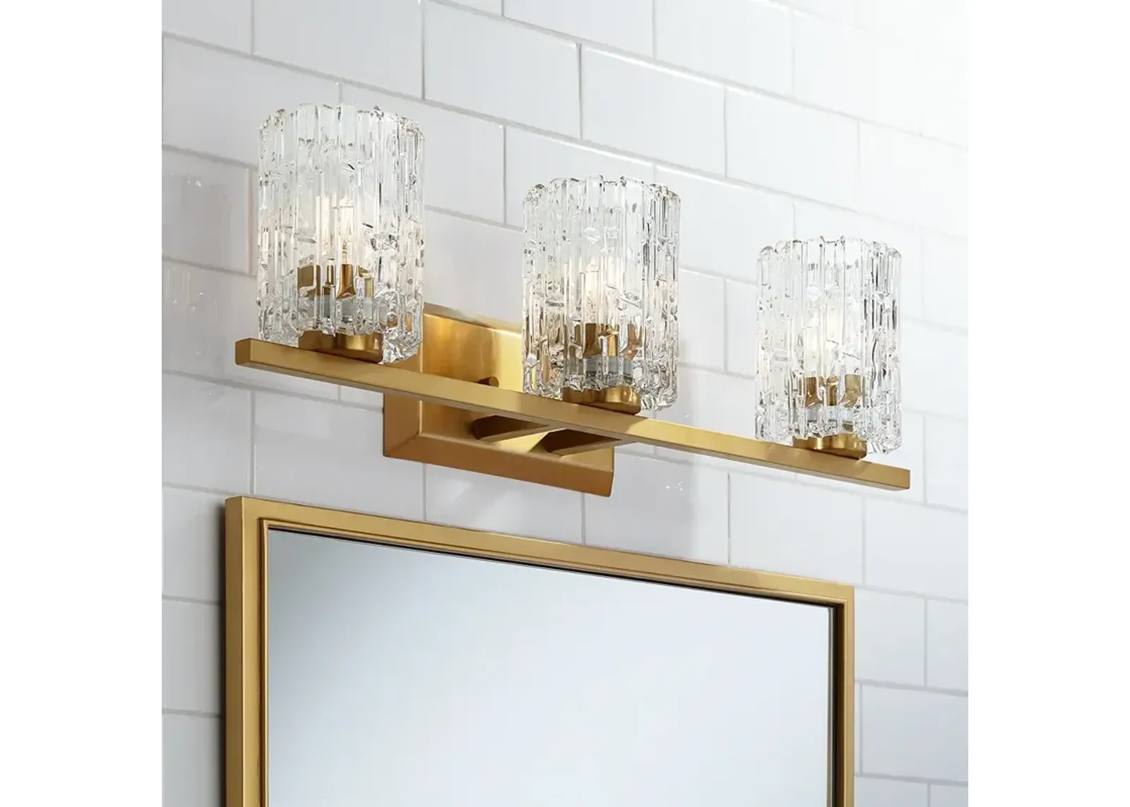 Possini Euro Icelight 25" Wide Ice Glass and Gold Bath Light