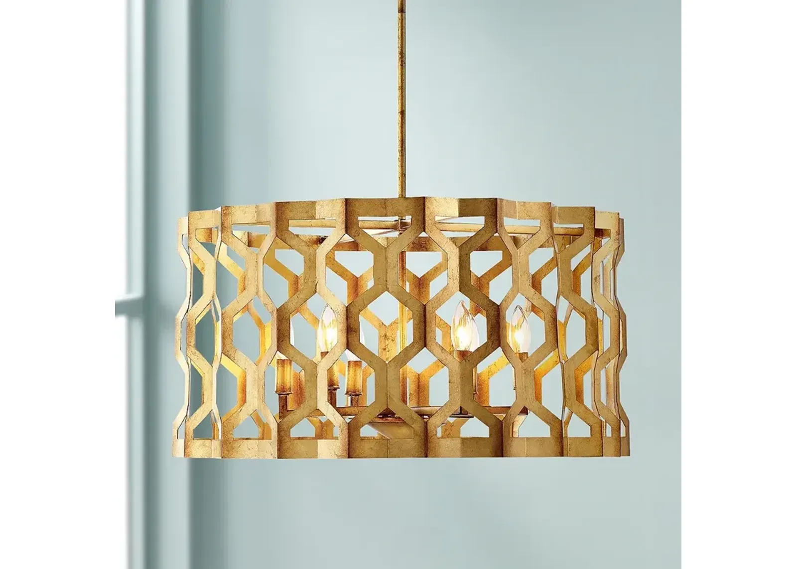 Metropolitan Coronade 26" Wide 6-Light Gold Leaf Pendant Light