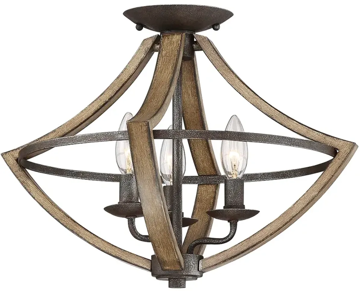 Quoizel Shire 16 1/2"W Rustic Black 3-Light Ceiling Light