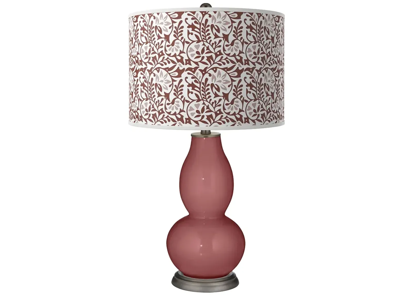 Color Plus Double Gourd  29 1/2" Gardenia Shade Toile Red Table Lamp