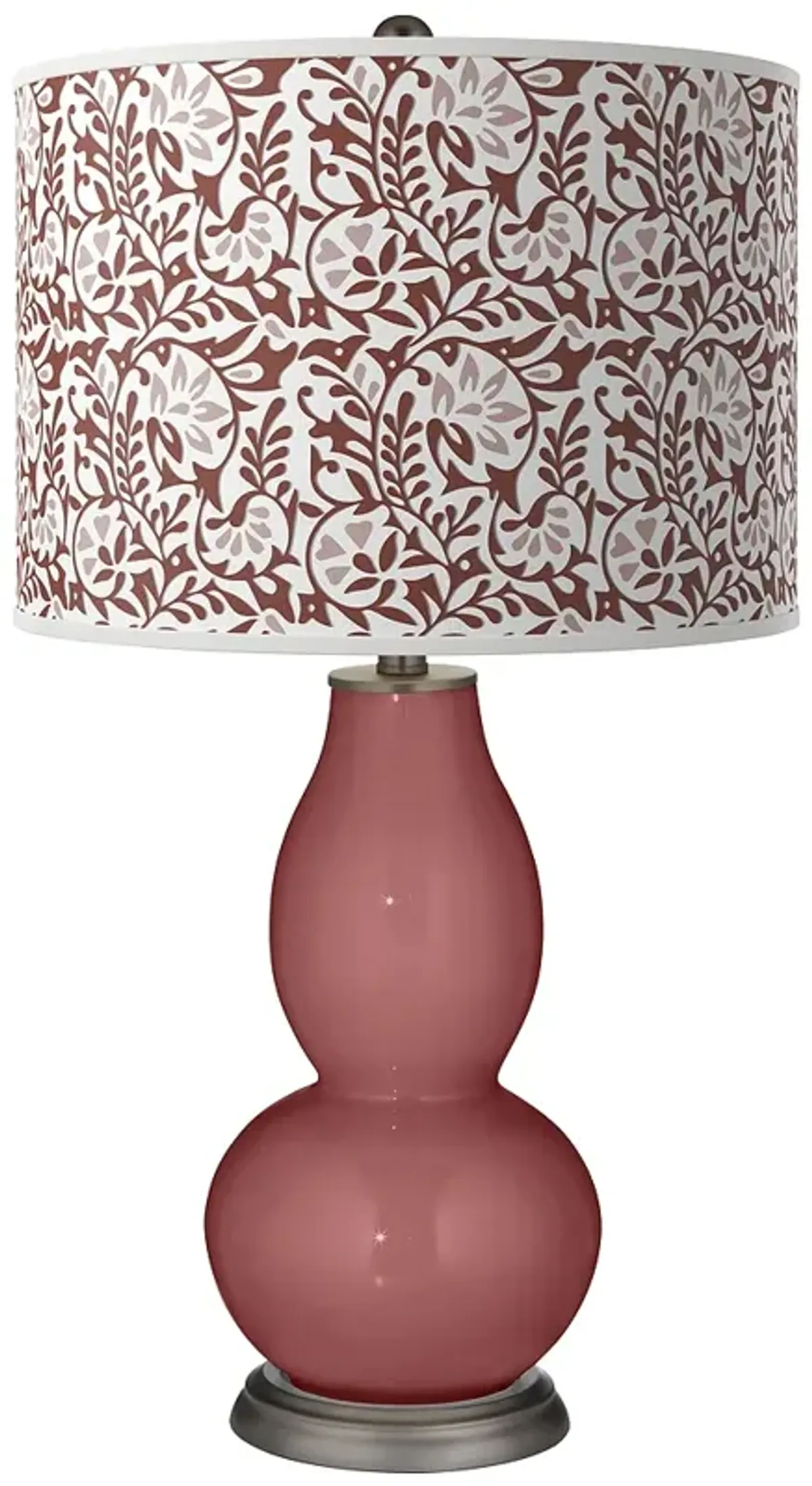 Color Plus Double Gourd  29 1/2" Gardenia Shade Toile Red Table Lamp