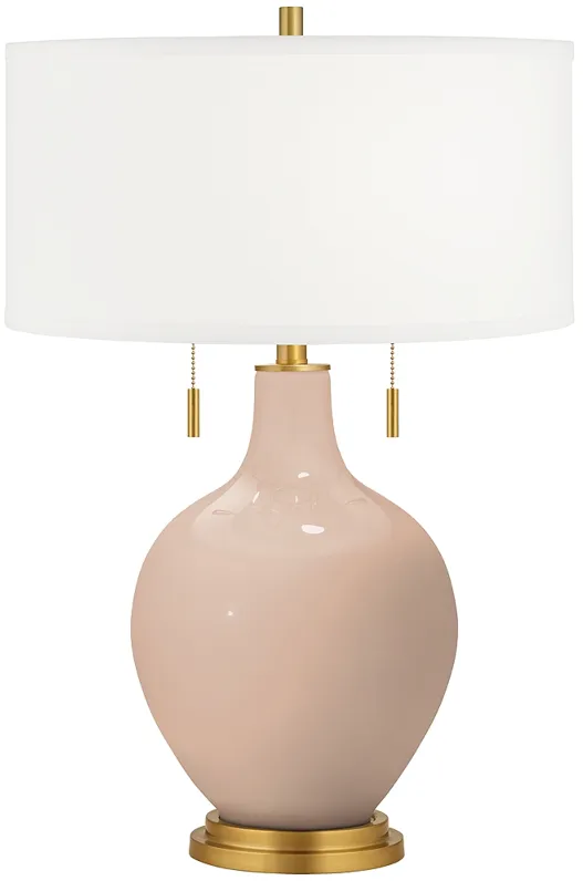 Color Plus Toby Brass 28" Italian Coral Pink Table Lamp