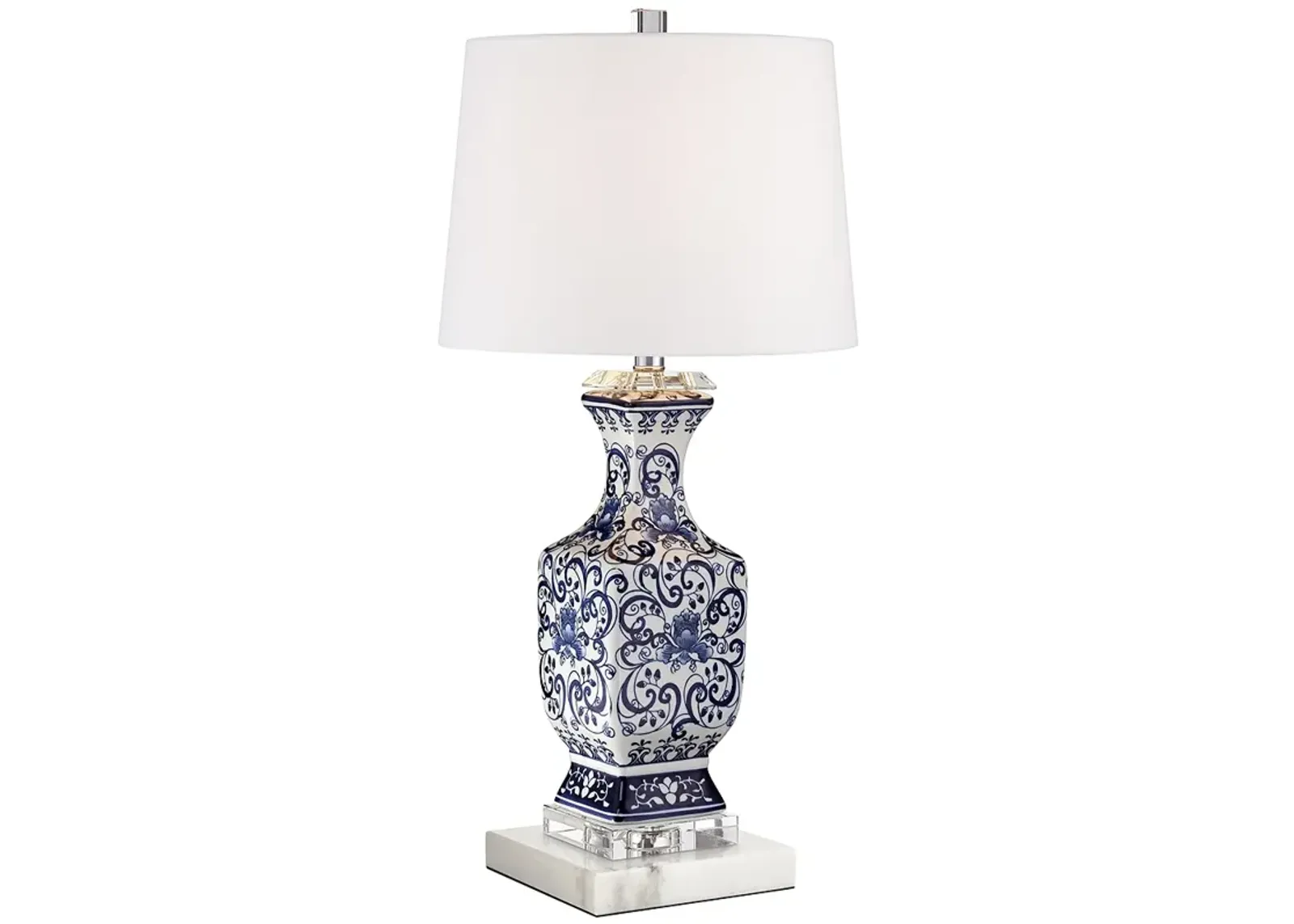 Barnes and Ivy Iris 28" Traditional Ceramic Lamp with Marble Riser