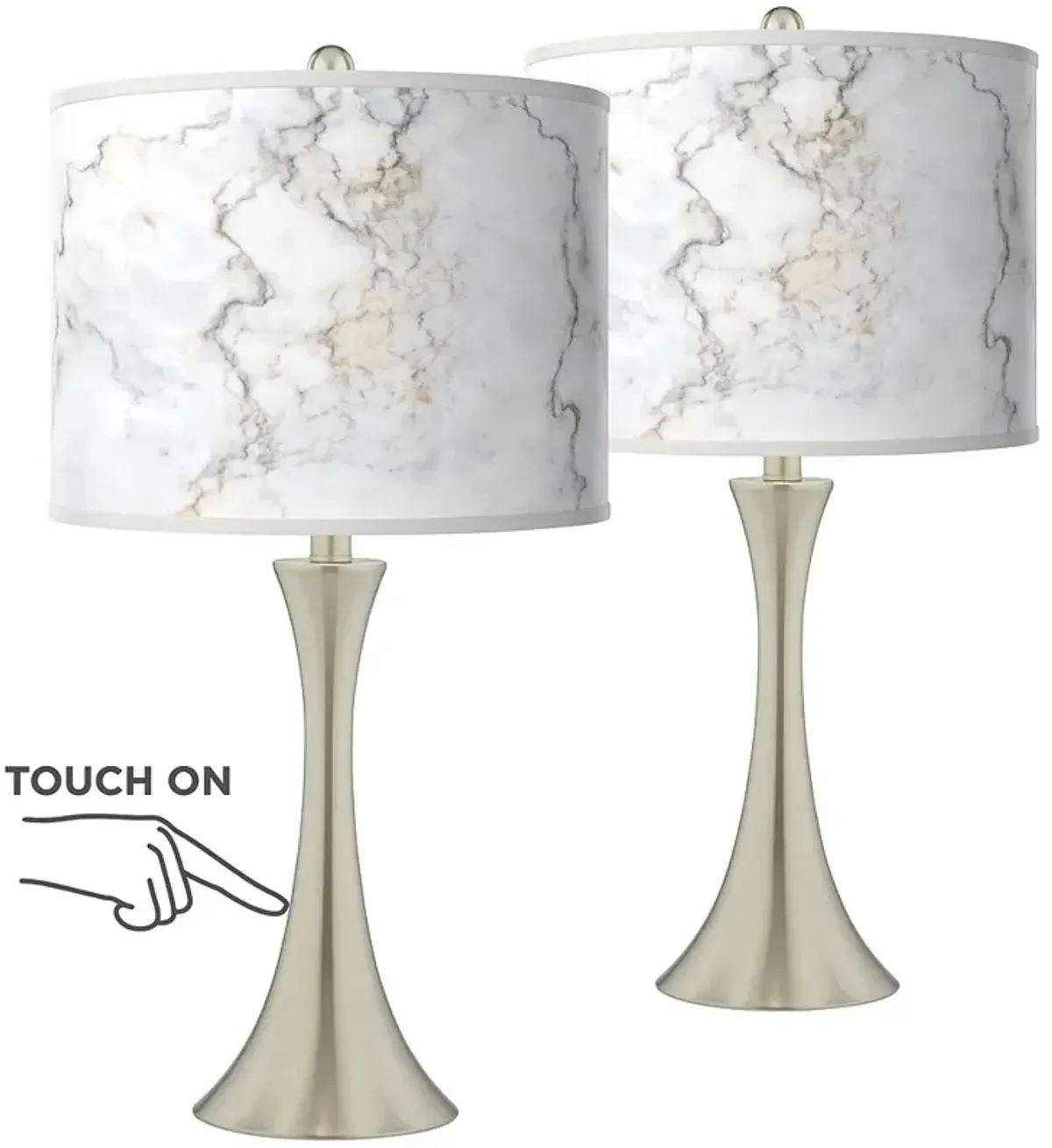 Giclee Glow Trish 24" Marble Glow Shade Touch Table Lamps Set of 2