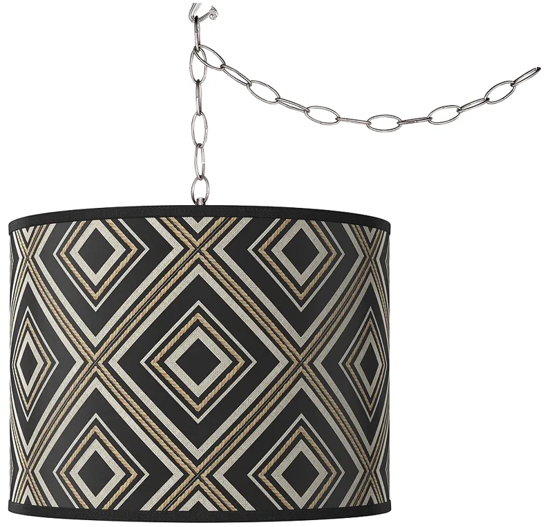 Swag Style Rhythm Giclee Shade Plug-In Chandelier