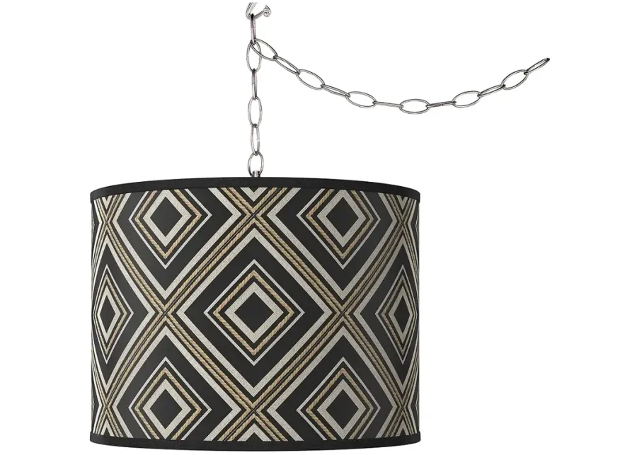 Swag Style Rhythm Giclee Shade Plug-In Chandelier