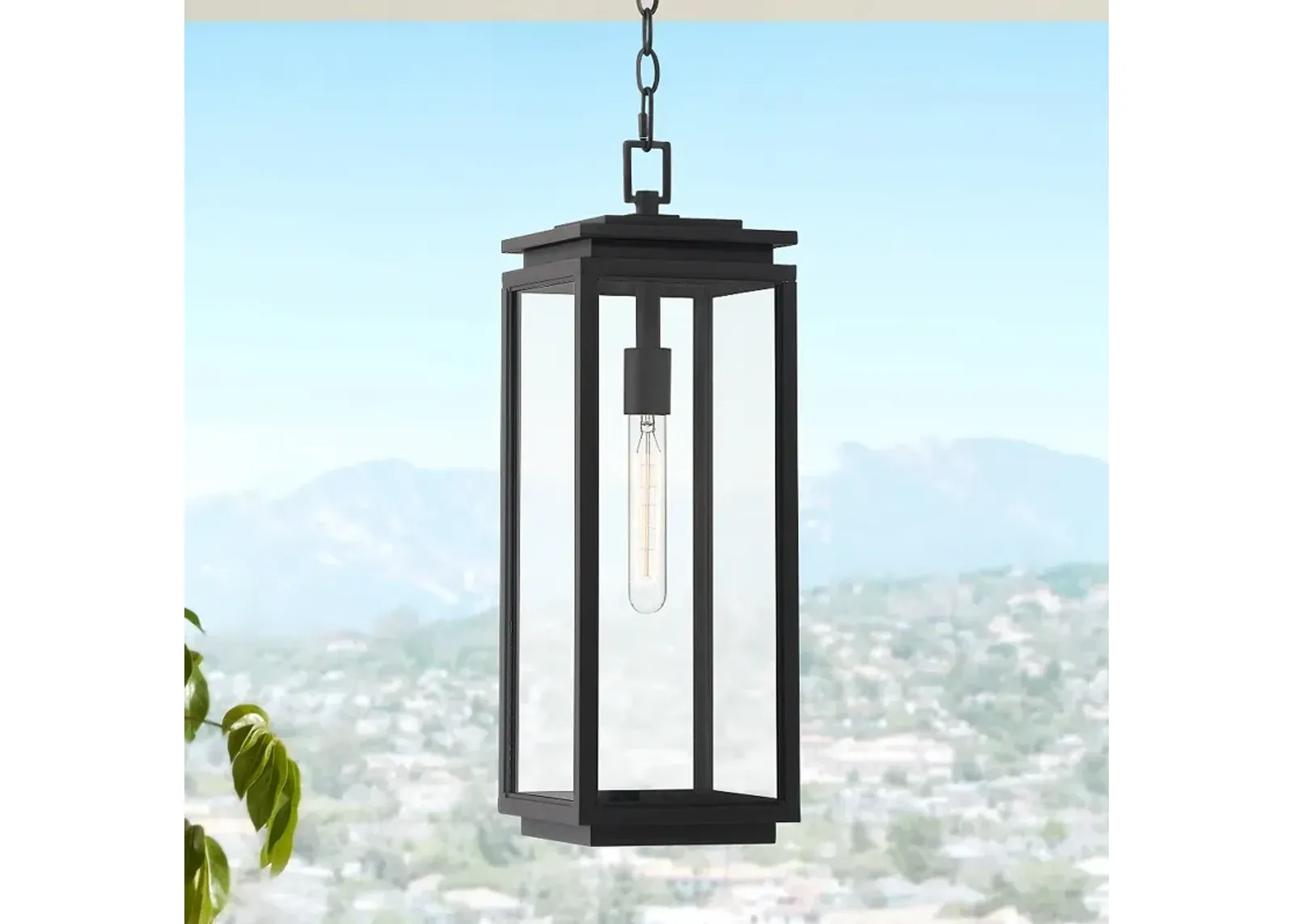 Possini Euro Atkins 21 1/2"H DieCast Matte Black Outdoor Hanging Light