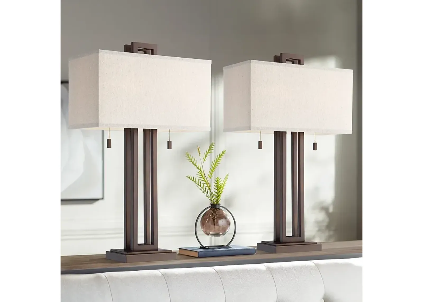 Possini Euro Gossard 30" High Open Bronze Table Lamps Set of 2