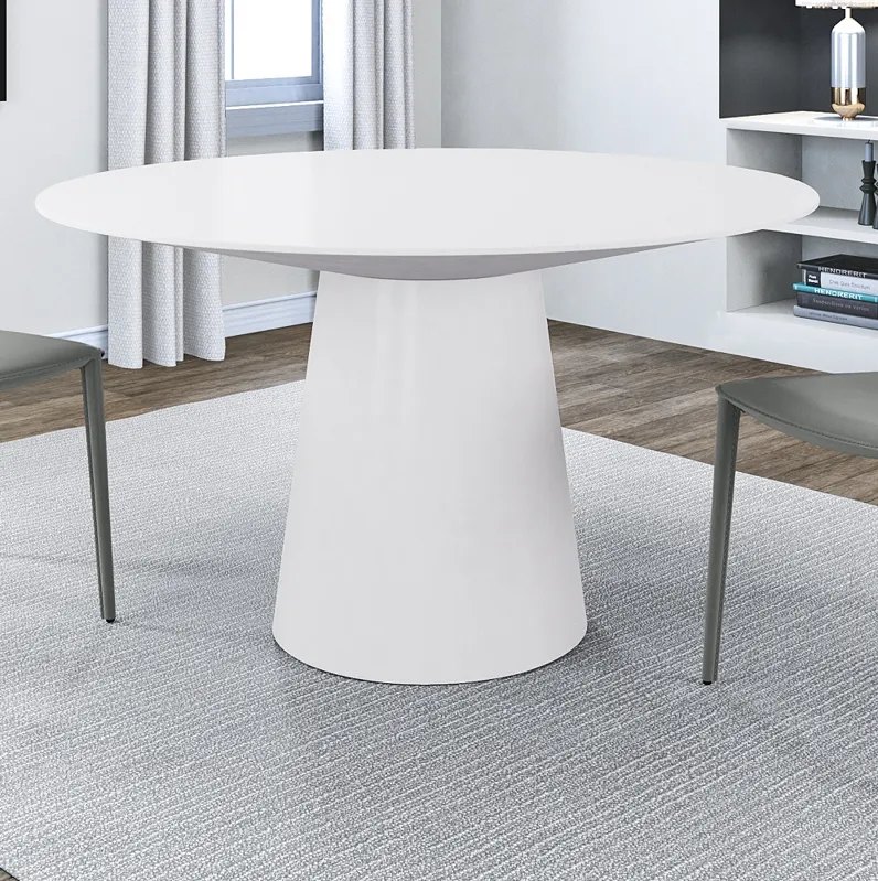 Wesley 53" Wide White Lacquered Wood Round Dining Table