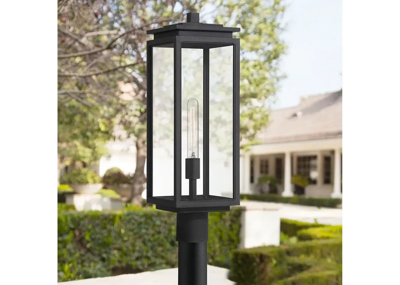 Possini Euro Atkins 23 1/4"H Die Cast Matte Black Outdoor Post Light