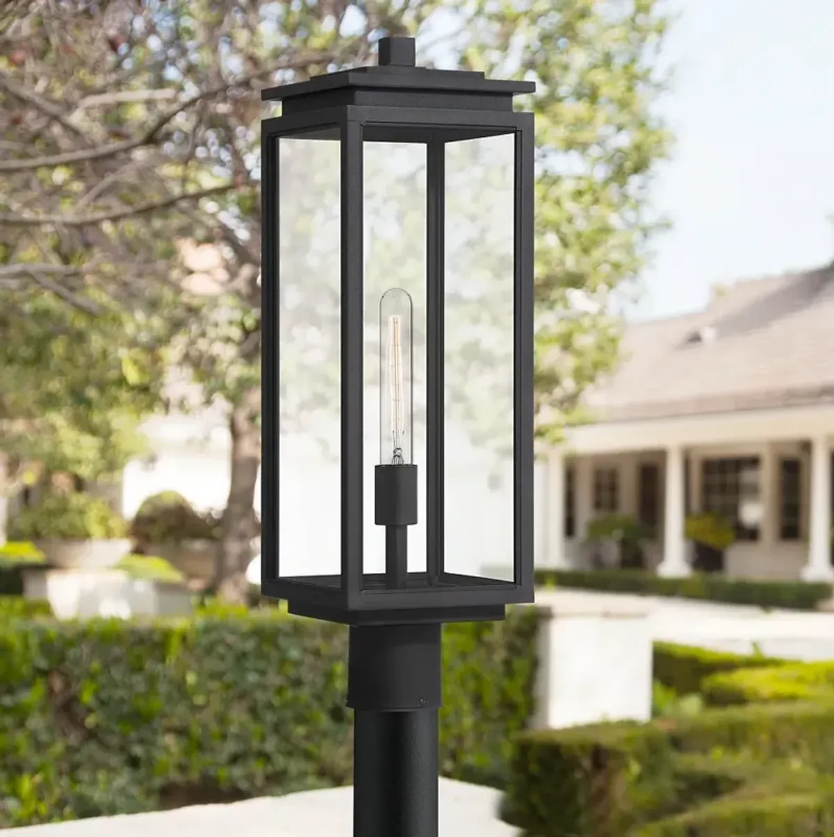 Possini Euro Atkins 23 1/4"H Die Cast Matte Black Outdoor Post Light