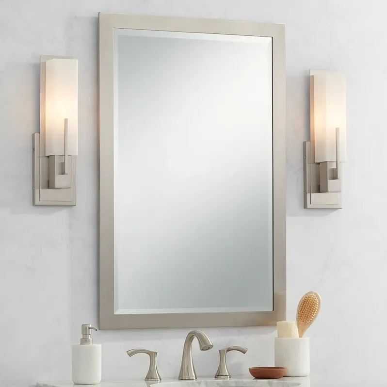 Possini Euro Midtown 15" High Satin Nickel Wall Sconce Set of 2