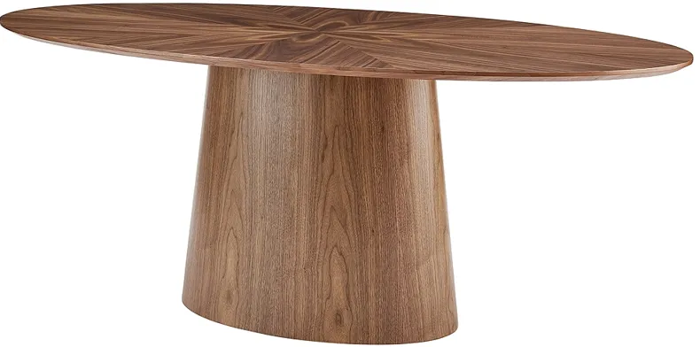 Deodat 78 1/2" Wide Walnut Veneered Wood Oval Dining Table