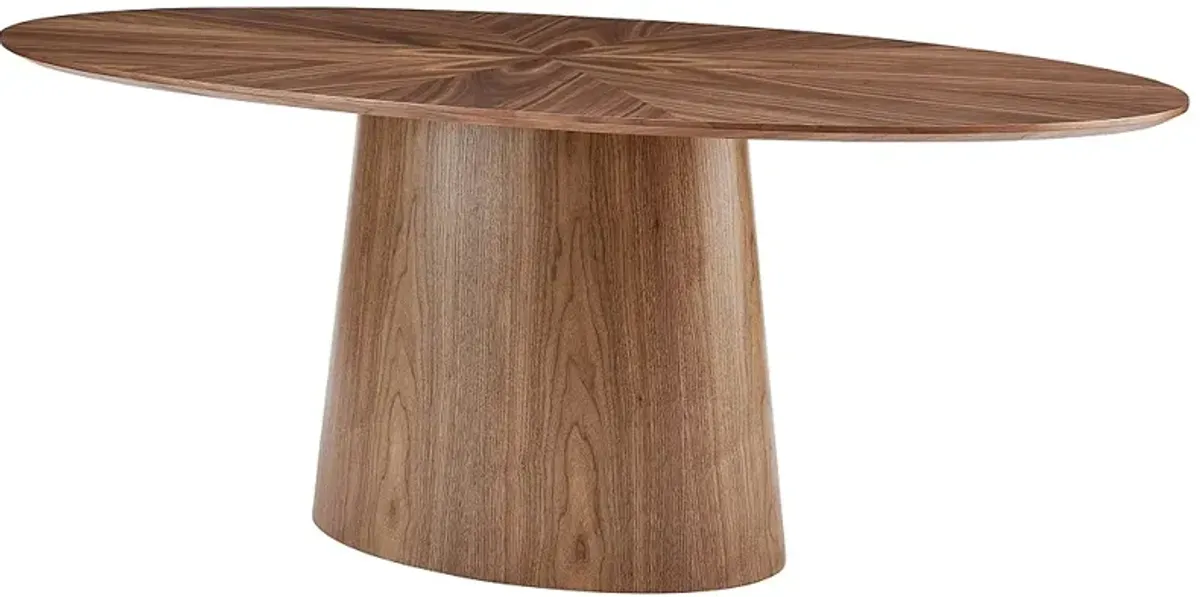 Deodat 78 1/2" Wide Walnut Veneered Wood Oval Dining Table