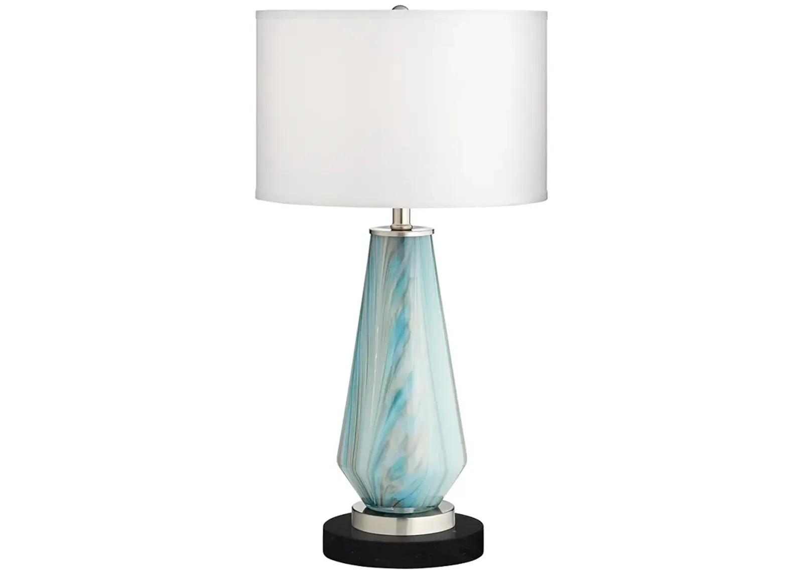 Possini Euro Jaime 26" Blue Gray Table Lamp with Black Marble Riser