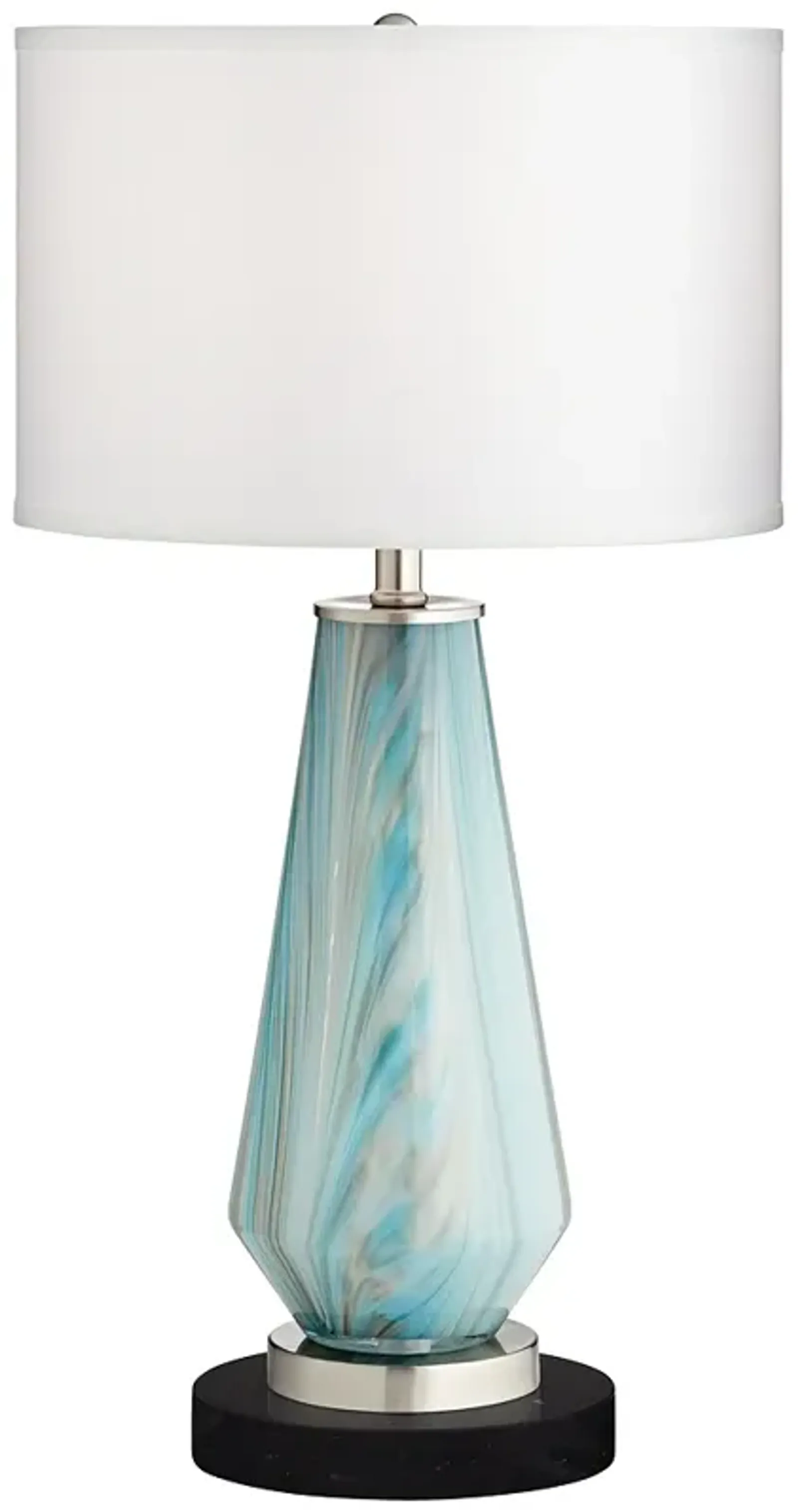 Possini Euro Jaime 26" Blue Gray Table Lamp with Black Marble Riser