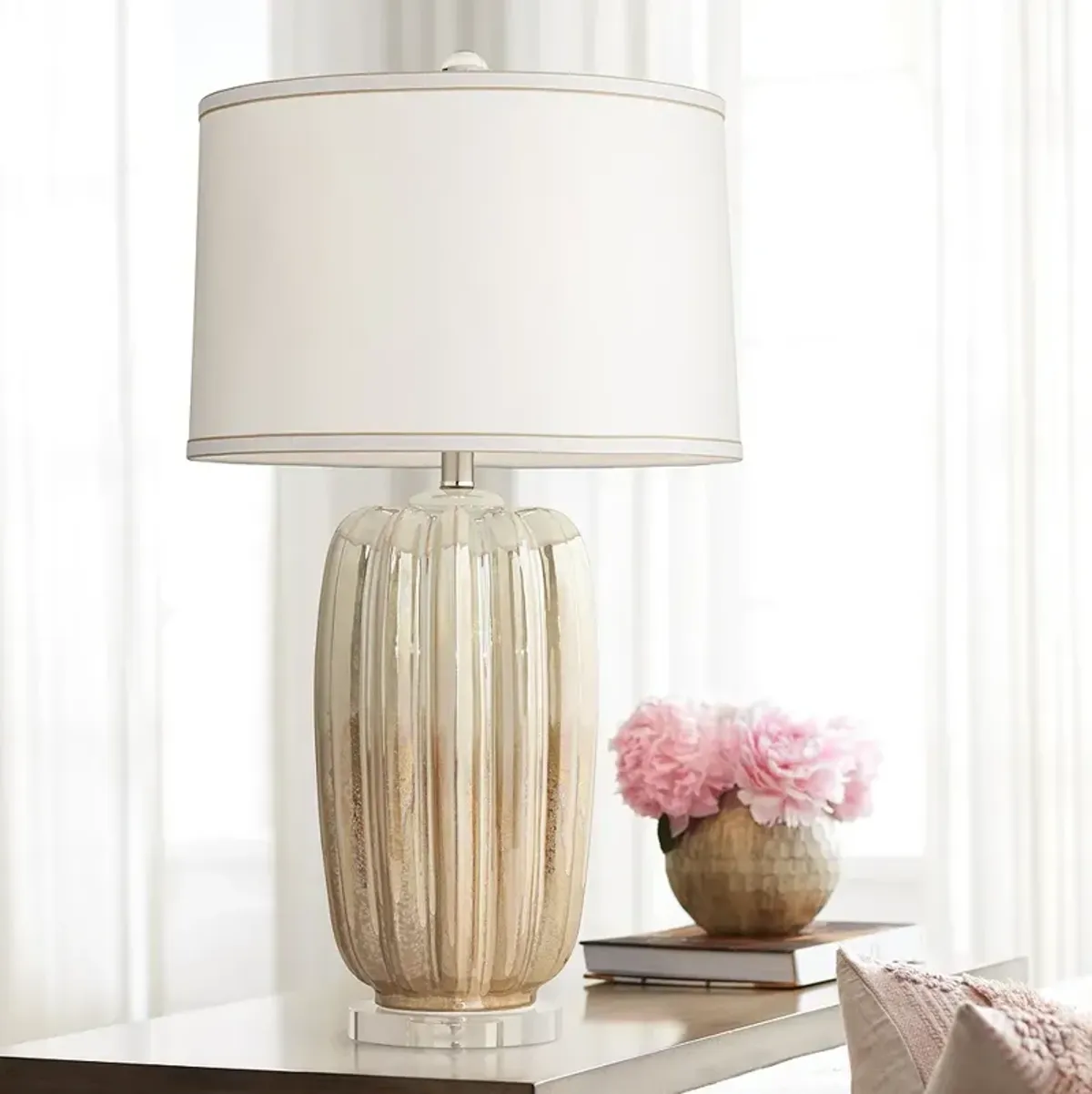 Pacific Coast Lighting Champagne 30" Modern Ceramic Table Lamp