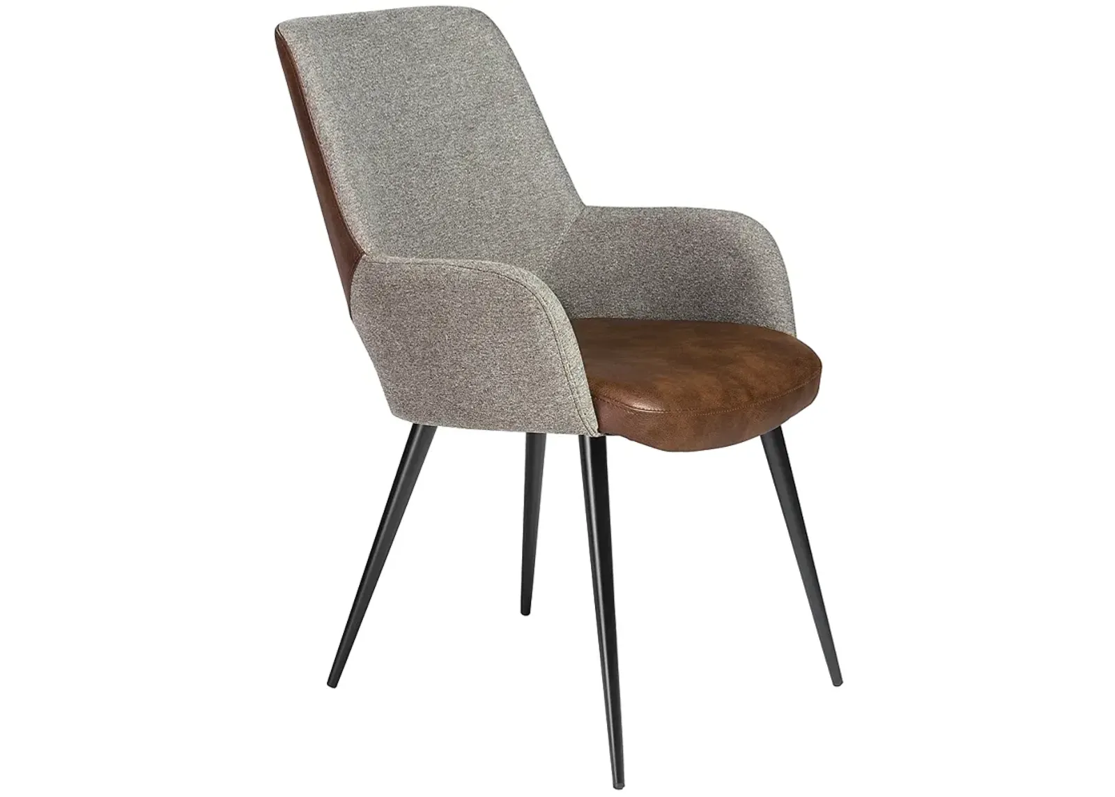 Desi Gray Fabric and Light Brown Faux Leather Armchair