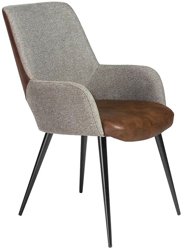 Desi Gray Fabric and Light Brown Faux Leather Armchair