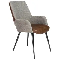 Desi Gray Fabric and Light Brown Faux Leather Armchair