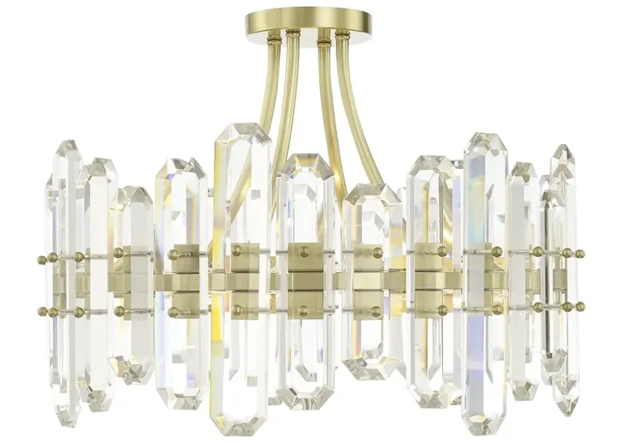 Bolton 20 3/4" Wide Aged Brass Crystal Ceiling Light