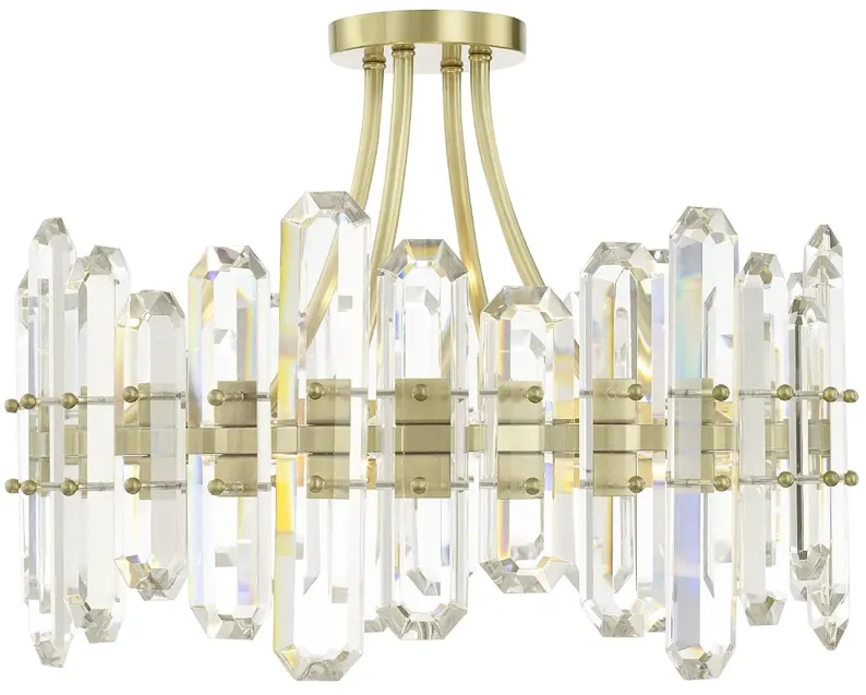 Bolton 20 3/4" Wide Aged Brass Crystal Ceiling Light