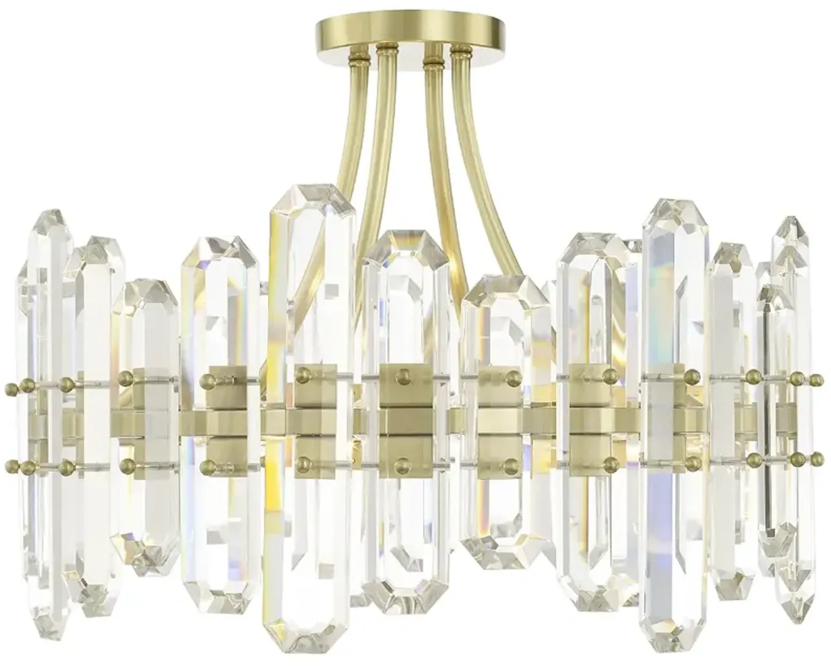 Bolton 20 3/4" Wide Aged Brass Crystal Ceiling Light