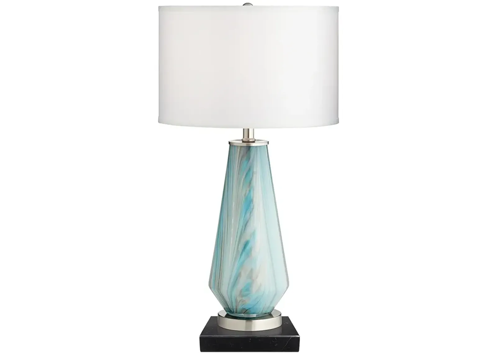 Possini Euro Jaime 26" Blue Gray Table Lamp with Square Marble Riser