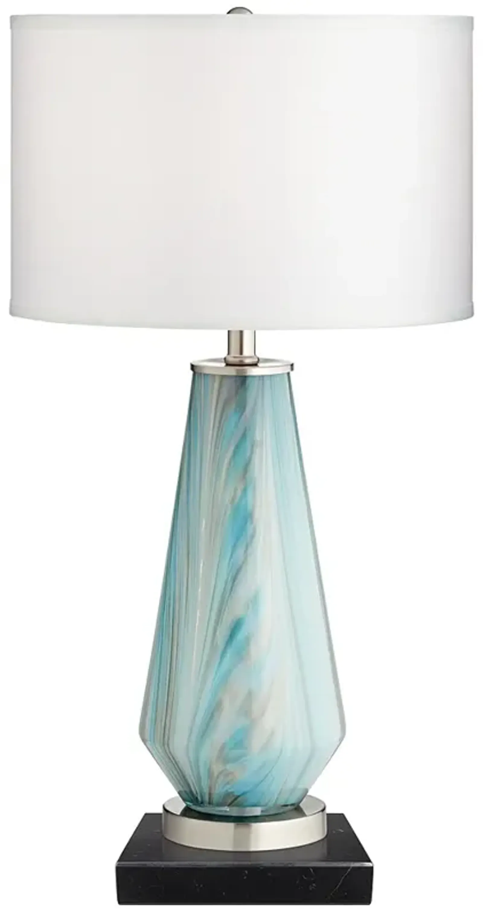 Possini Euro Jaime 26" Blue Gray Table Lamp with Square Marble Riser