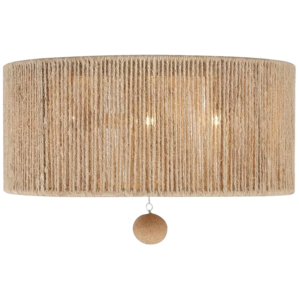 Crystorama Jessa 16" Wide Natural Jute Rope Ceiling Light