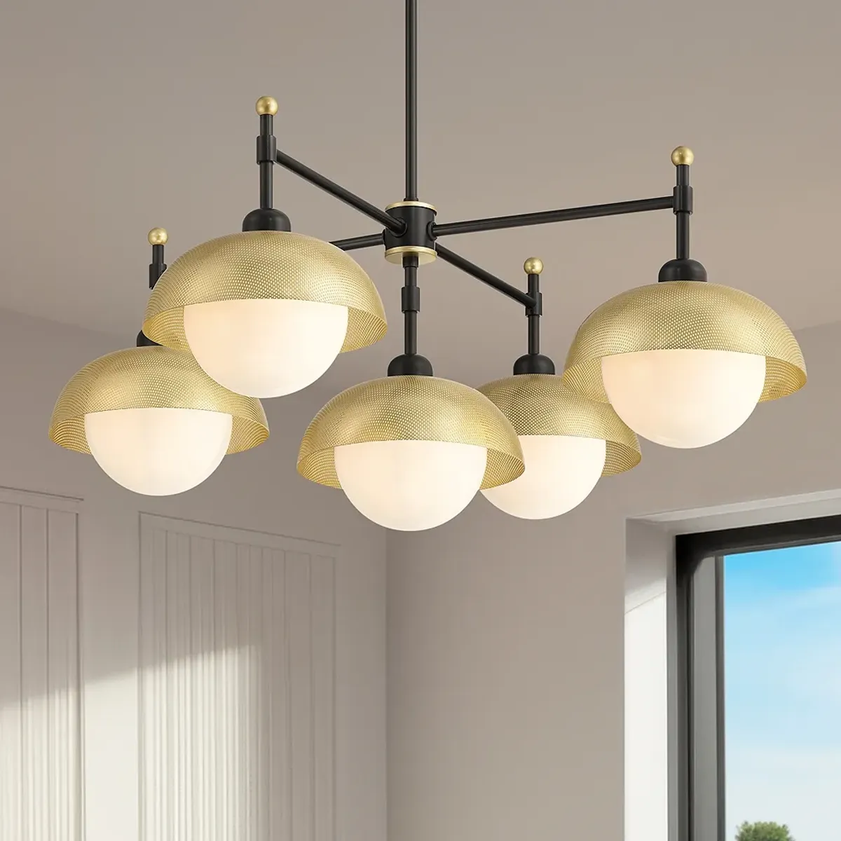 Possini Euro Siegel 42" Wide Black and Gold 5-Light Chandelier