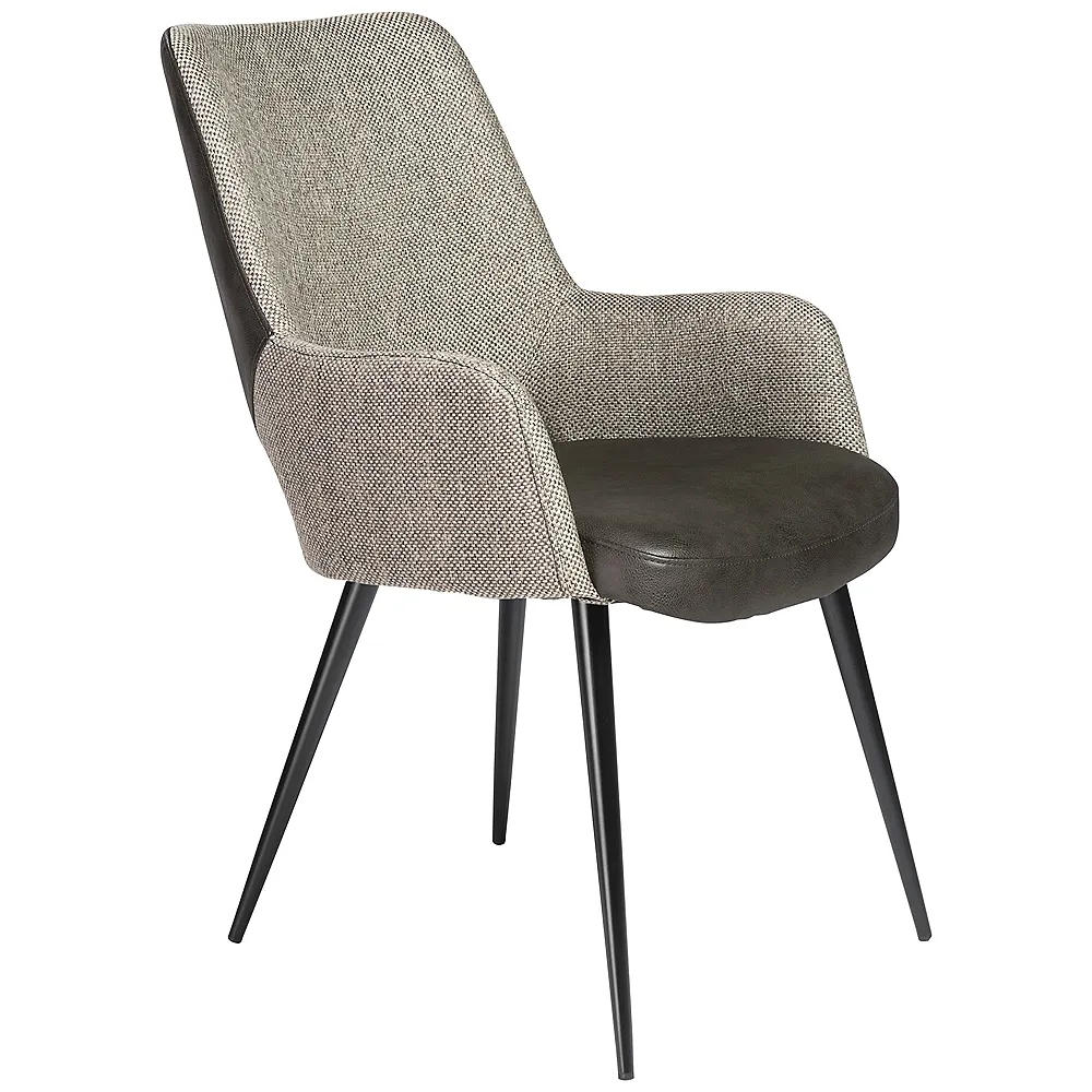 Desi Light Gray Fabric and Dark Gray Faux Leather Armchair