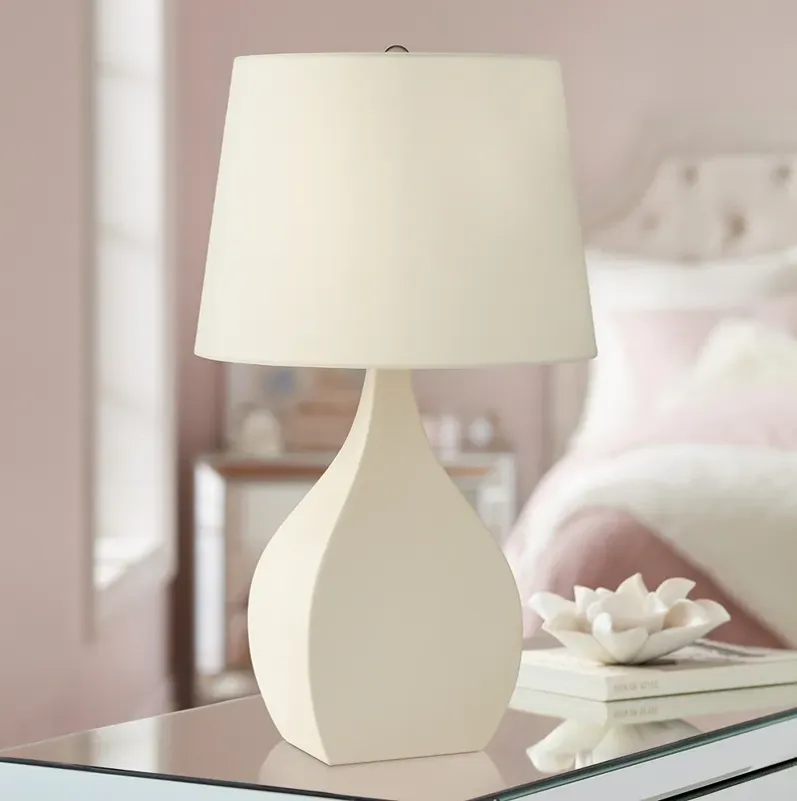 Pacific Coast Lighting Addy Off-White Linen Ceramic Table Lamp
