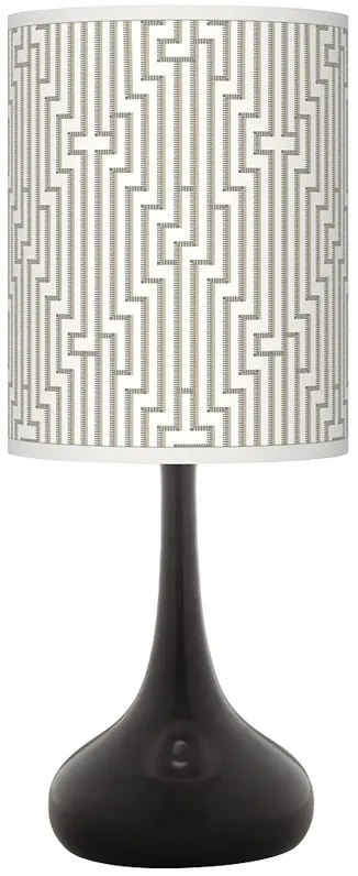 Diamond Maze Giclee Black Droplet Table Lamp