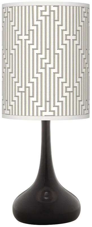 Diamond Maze Giclee Black Droplet Table Lamp