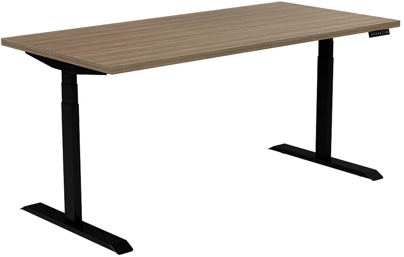 Braeden 48"W Teak Black Adjustable Stand-Up Desk with USB