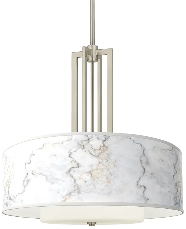 Marble Glow Carey 24" Brushed Nickel 4-Light Chandelier