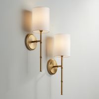 Abigale 19 1/4"H Brass and White Fabric Shade Wall Sconce Set of 2