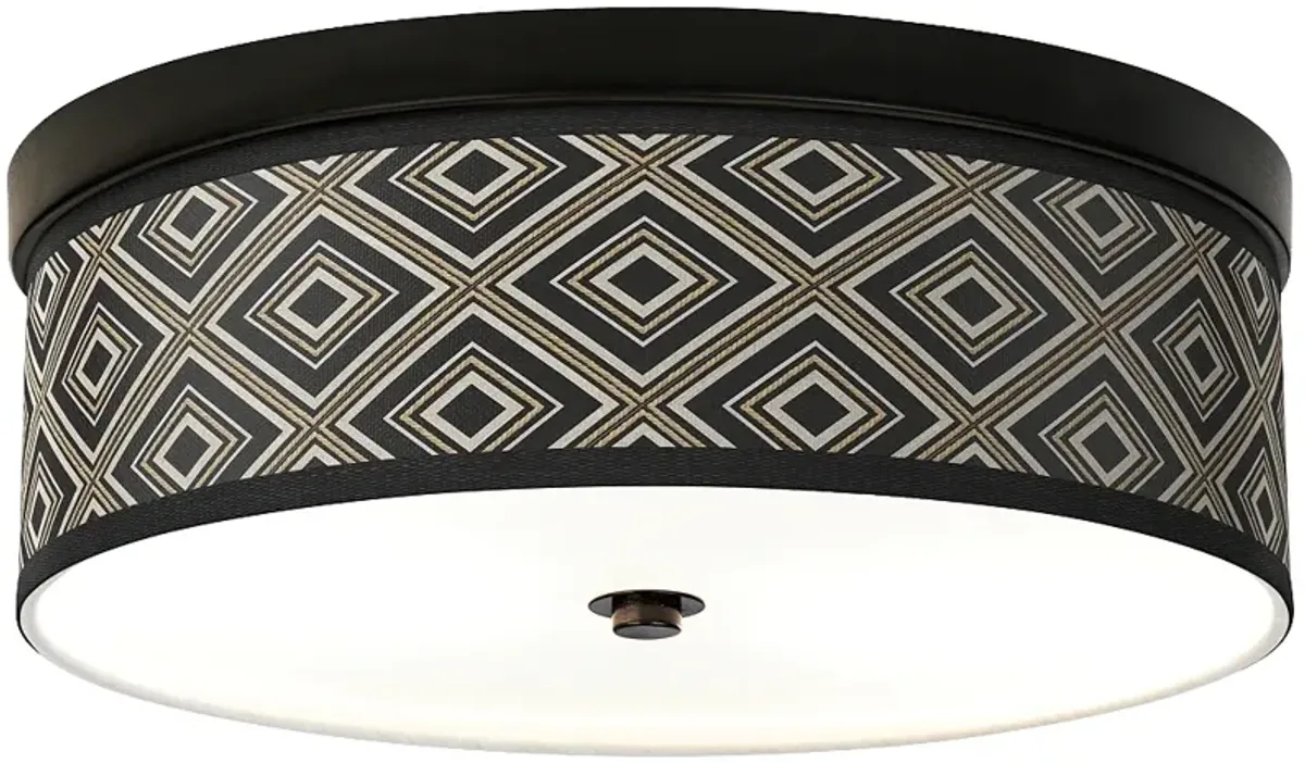 Giclee Gallery Rhythm Pattern 14" Wide Bronze LED Ceiling Light
