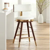 Parker 27 3/4" High White Leather Counter Stool