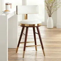 Parker 25 1/2" High White Leather Counter Stool
