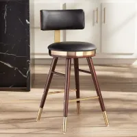 Parker 25 1/2" Black Leather and Gold Modern Counter Stool